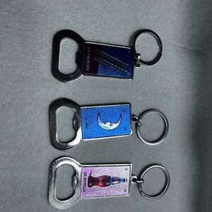 Loteria Escalera Botella Luna Bottle Opener Keychain Trio - Blue and Purple